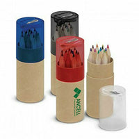 Load image into Gallery viewer, 12 assorted half size sharpened coloured pencils Bulk Lot 100, 250 or 500 units